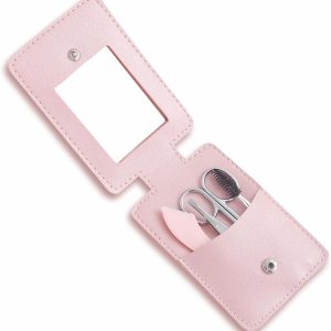 Kit de recortador de cejas, juego 5 en 1 con tijeras para cejas, maquinilla de afeitar, pinzas, cepillo y espejo para mujer, incluye bolsa de cuero Kit de recortador de cejas, juego 5 en 1 con tijeras para cejas, maquinilla de afeitar, pinzas, cepillo y espejo para mujer, incluye bolsa de cuero