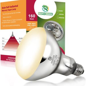 REPTI HOME Lámpara de calor para reptiles UVA UVB, bombilla de vapor de espectro completo de 160 W, luz de reptil UVB mejorada que simula la luz REPTI HOME Lámpara de calor para reptiles UVA UVB, bombilla de vapor de espectro completo de 160 W, luz de reptil UVB mejorada que simula la luz