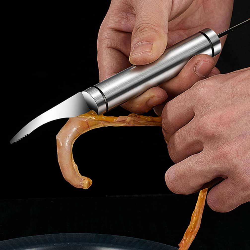 Hemoton 3 cuchillos de pescado de camarón de acero inoxidable para camarones, herramienta peladora multifunción, removedor de escamador de pescado