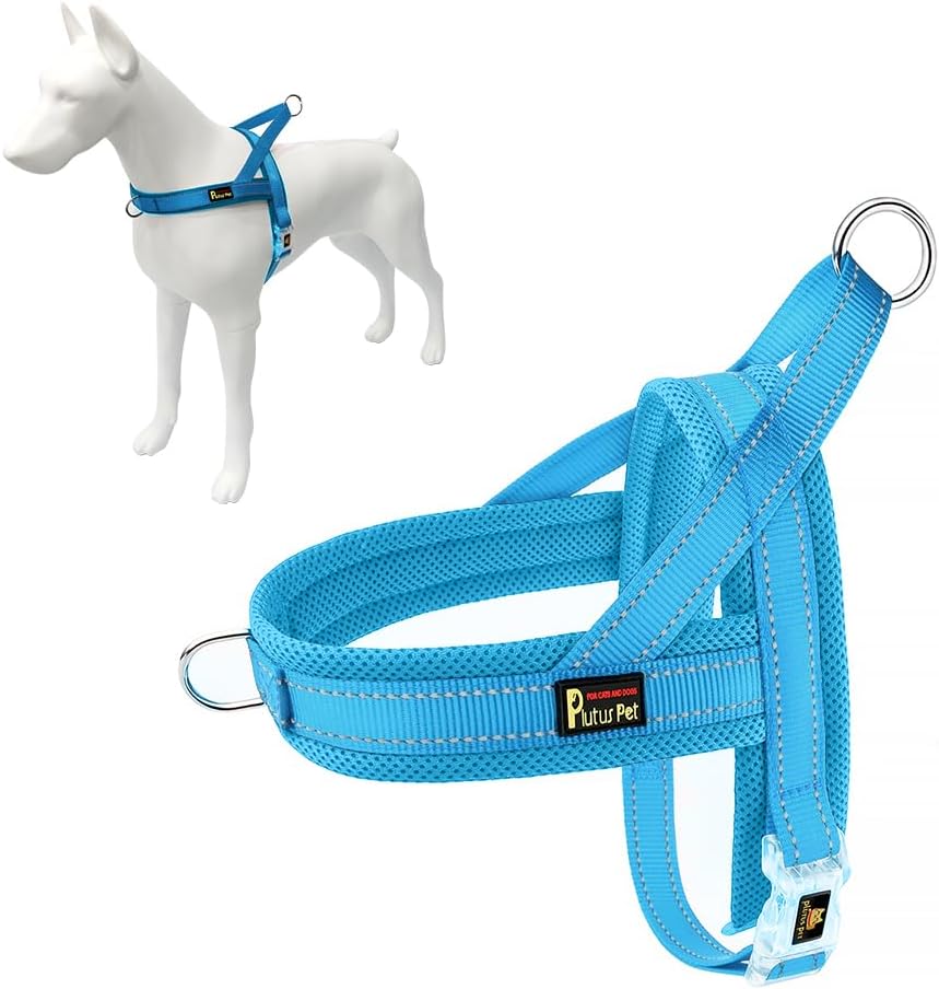 Plutus Pet Arnés sin tirones para perro, con acolchado de malla transpirable, arnés reflectante ajustable a prueba de escapes, arnés de chaleco de