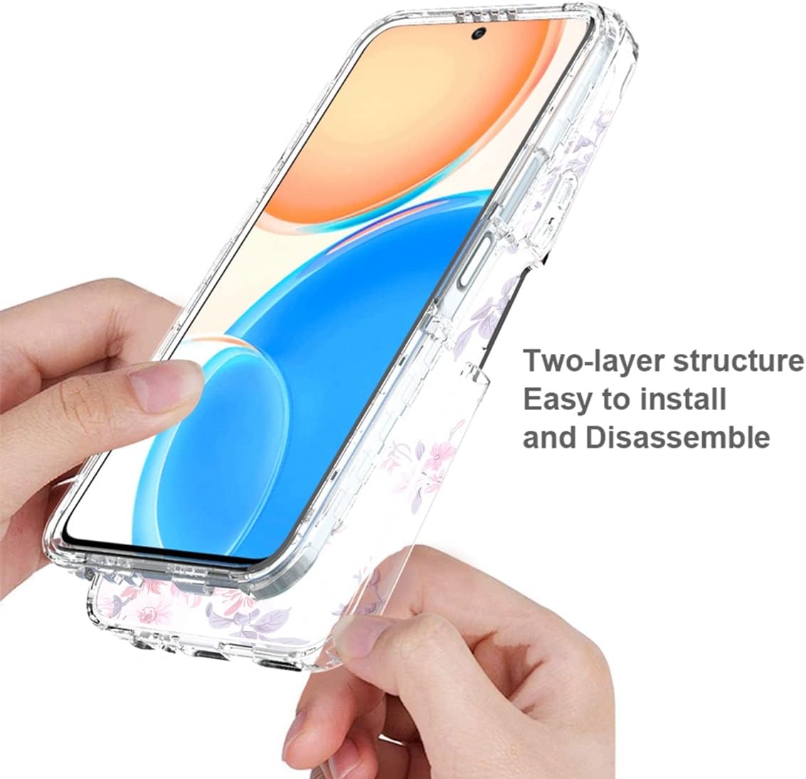 Vokuha Funda para Honor X8 (no compatible con X8 5G) TFY-LX1 TFY-LX2 con protector de pantalla de vidrio templado, funda protectora de TPU