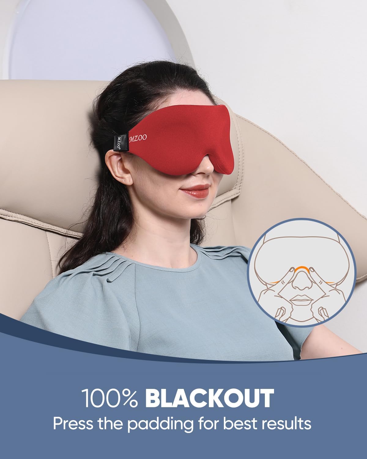 MZOO – Máscara de dormir para hombres y mujeres, contorneado 3D en máscara de dormir y venda con tapón para los oídos, máscara de sueño con moldeado