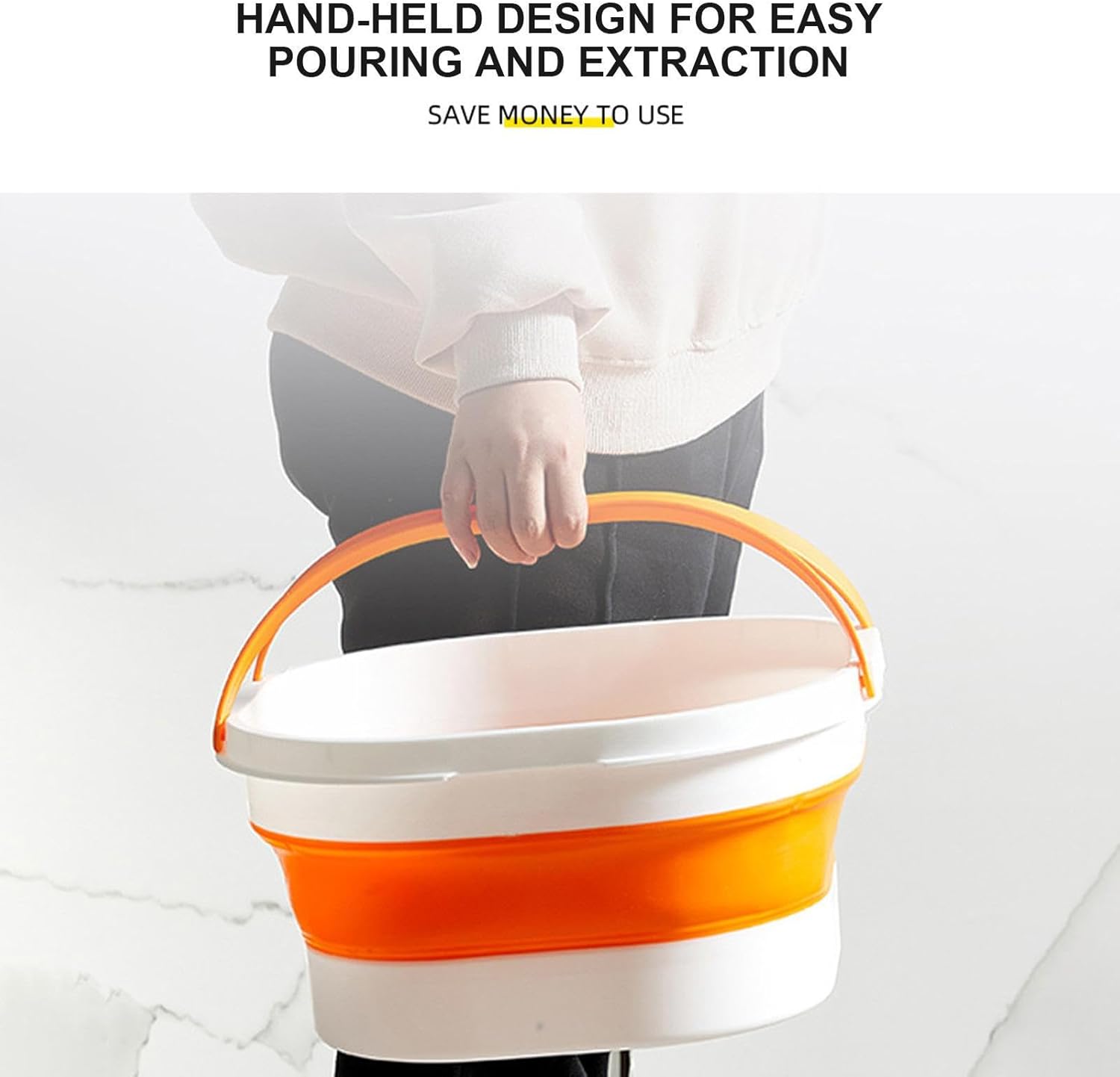 Cubo plegable, cubo plegable duradero, bañera de mango resistente, lavabo de baño portátil, cubo de lavandería con asa, cubo de agua multiusos, cubo