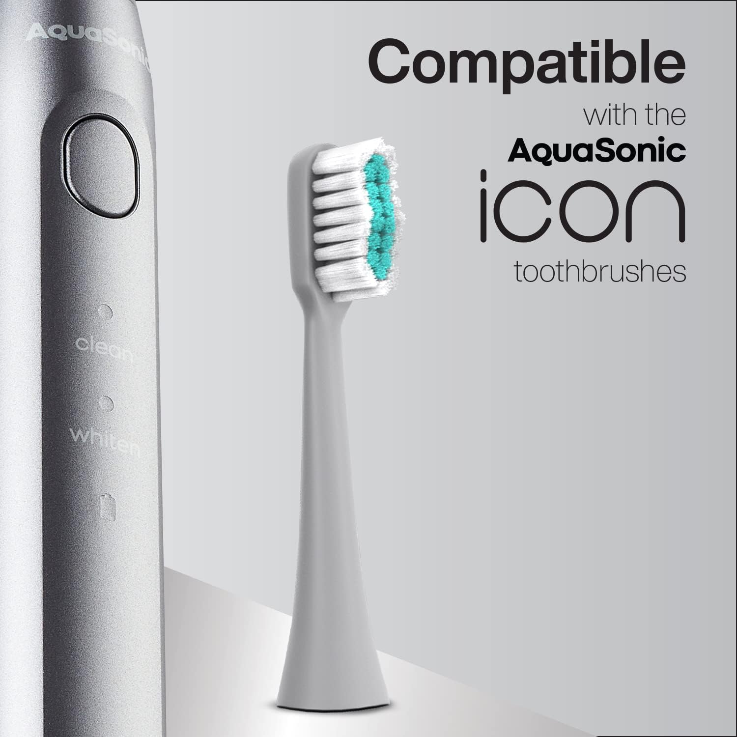 AquaSonic Icon – Cabezales de cepillo de repuesto  Compatible con AquaSonic Icon Cepillo de dientes  2 cabezales de cepillo  para dientes normales y