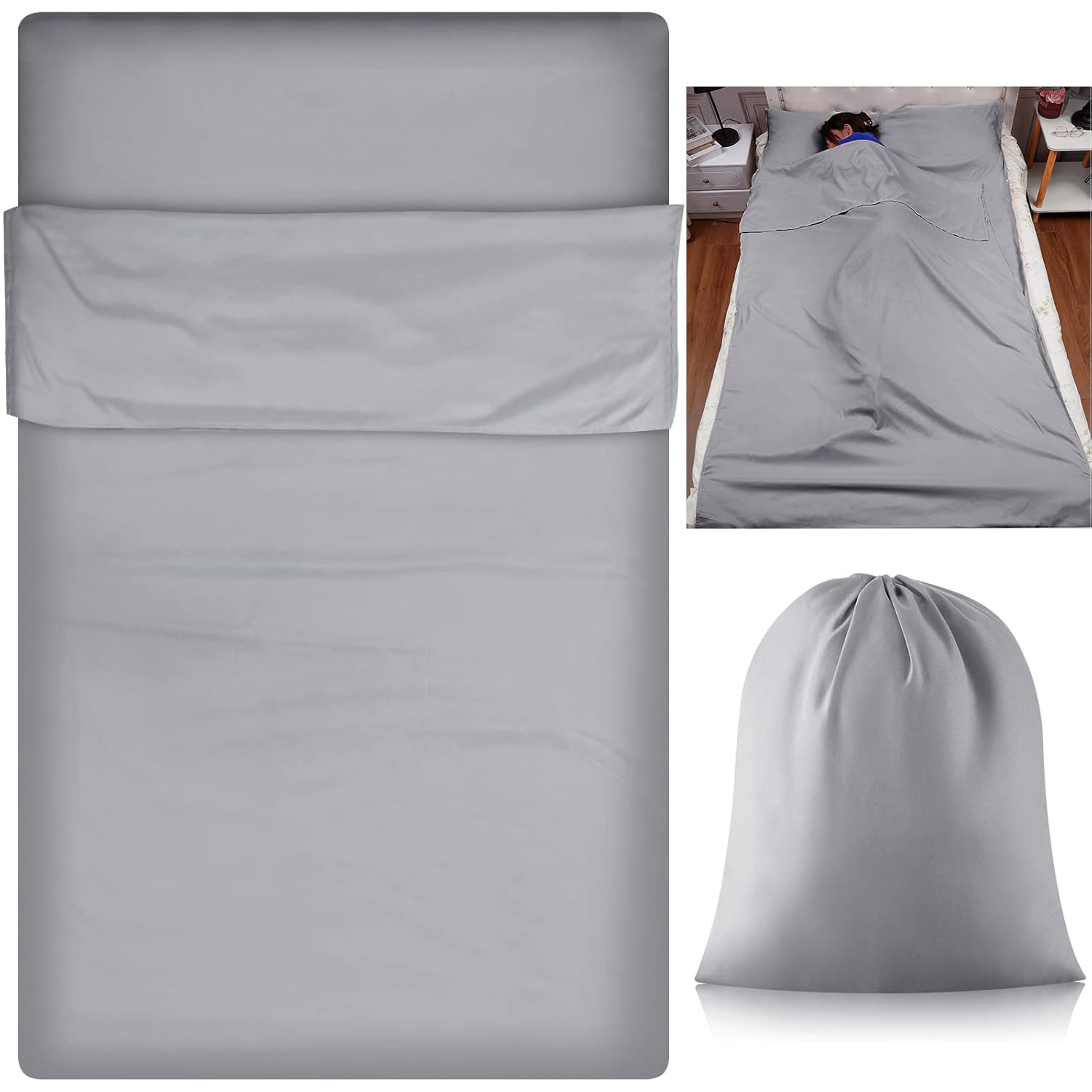 Irenare Saco de dormir autobronceador, protector de sábanas de viaje, camping, saco de dormir para adultos, ligero, forro para saco de dormir