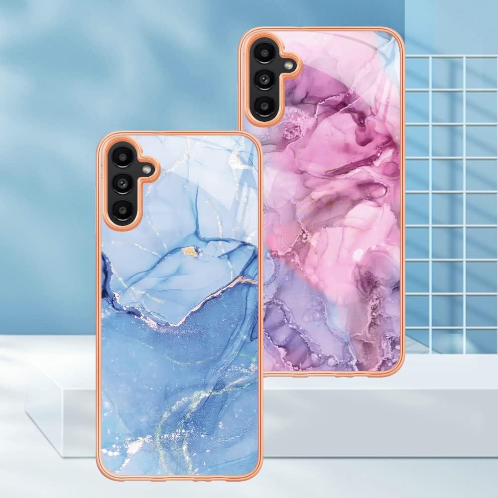 Funda para teléfono Samsung Galaxy A13 5G, A04 funda de TPU suave + patrón de mármol IMD diseño delgado mejorado cámara y protección de pantalla