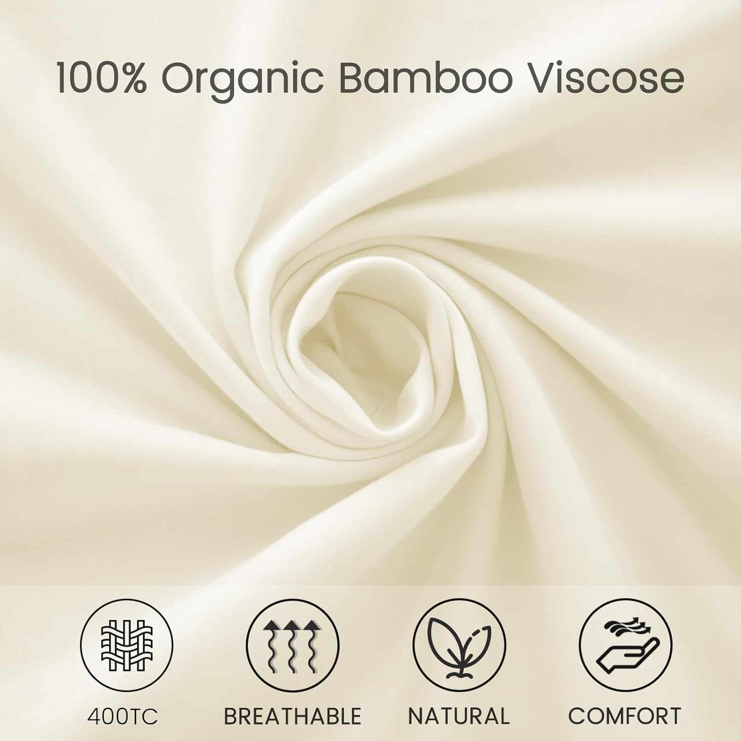 Juego de sábanas de viscosa de bambú tamaño King, 4 piezas, 100% viscosa de bambú orgánica, percal de 400 hilos lujosamente suave, doble costura