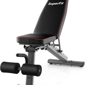 GYMAX Banco de pesas ajustable, prensa de banco de entrenamiento de fuerza de 660 libras para entrenamiento de cuerpo completo, banco de ejercicio GYMAX Banco de pesas ajustable, prensa de banco de entrenamiento de fuerza de 660 libras para entrenamiento de cuerpo completo, banco de ejercicio