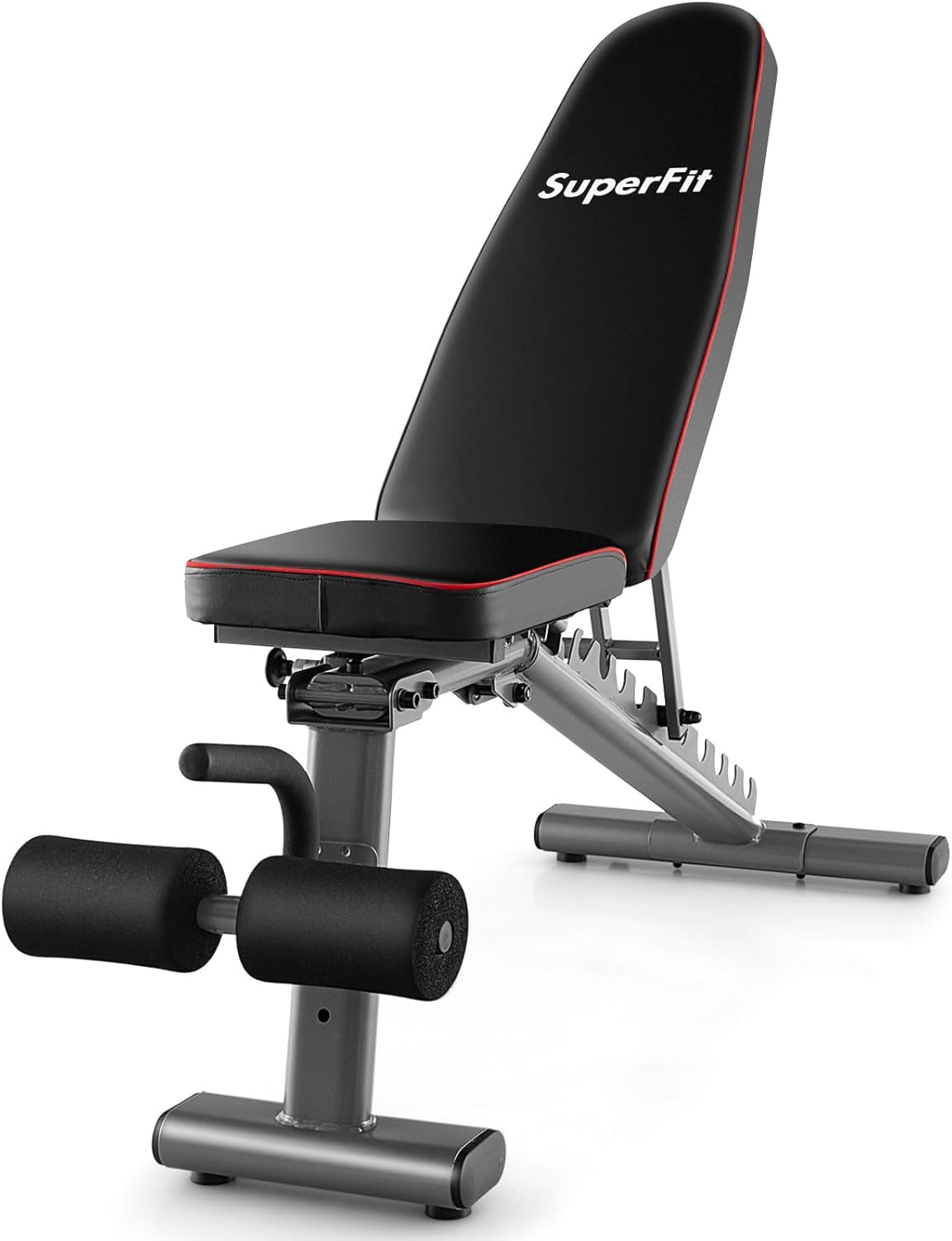 GYMAX Banco de pesas ajustable, prensa de banco de entrenamiento de fuerza de 660 libras para entrenamiento de cuerpo completo, banco de ejercicio