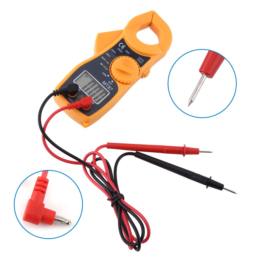 Voltímetro Digital Clamp Multímetro Conduce Voltímetro AC DC Amperímetro Ohmímetro Voltímetro Probador de Voltios Medidor LCD, Multi Probadores