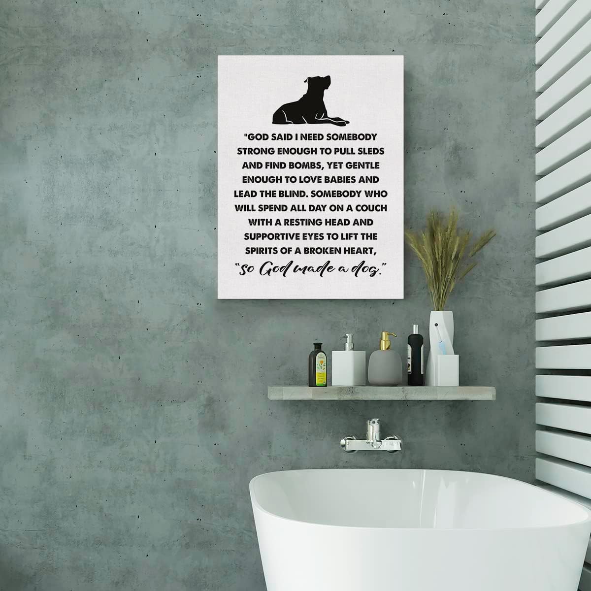 Póster de lienzo religioso con diseño de perro religioso, arte de pared para cachorros, diseño de perro con texto en inglés So God Made Aper (So God