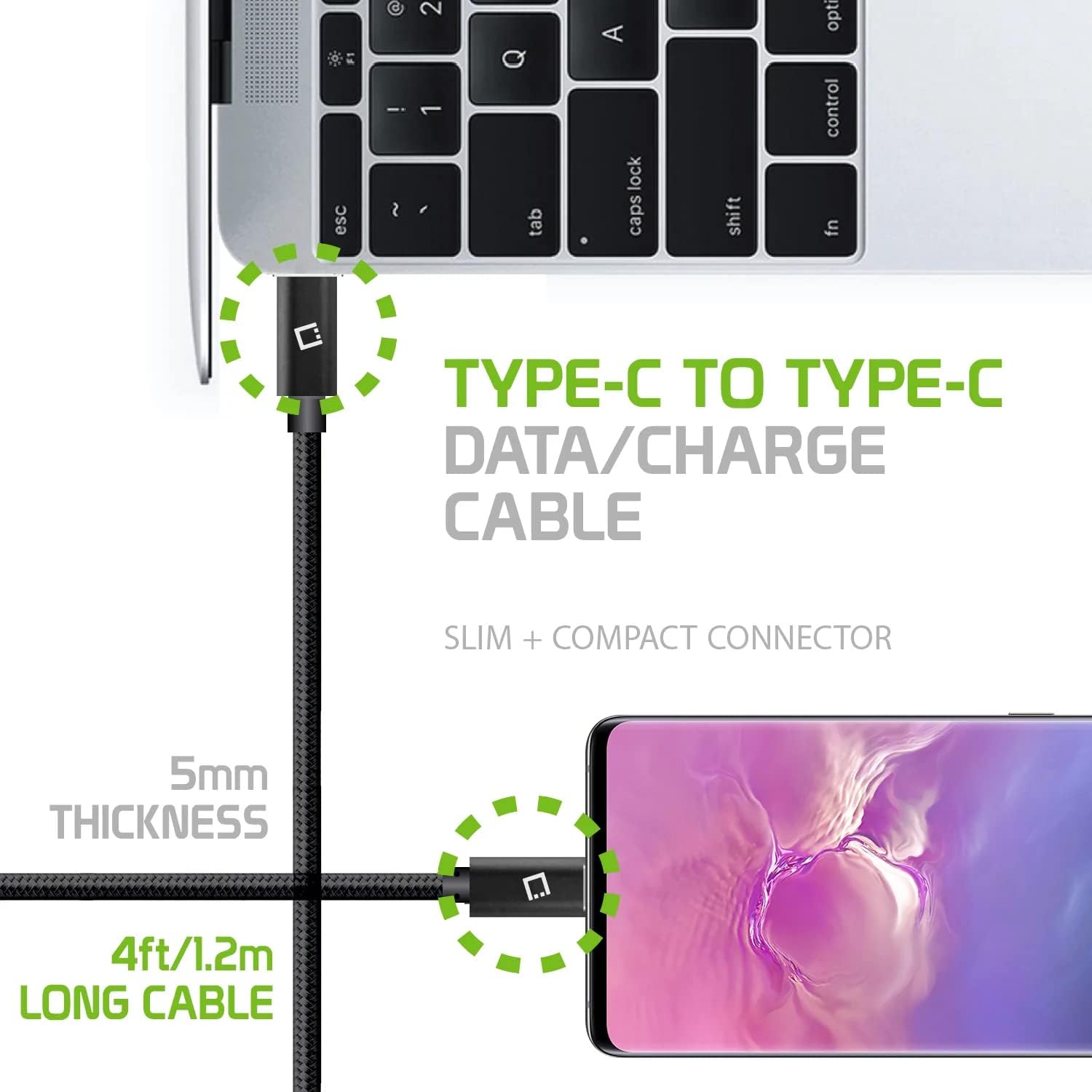 Cable de carga rápida dual USB-CPD de 60 W compatible con Xiaomi Poco X3 Pro Plus de transferencia de datos de 5 Gbps para entrega de energía, carga
