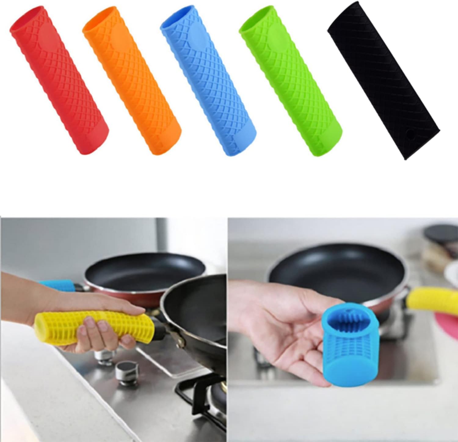 MroMax Soporte de silicona para mango caliente de 6.1 pulgadas, antideslizante, resistente al calor, para olla de hierro fundido, woks, sartenes,