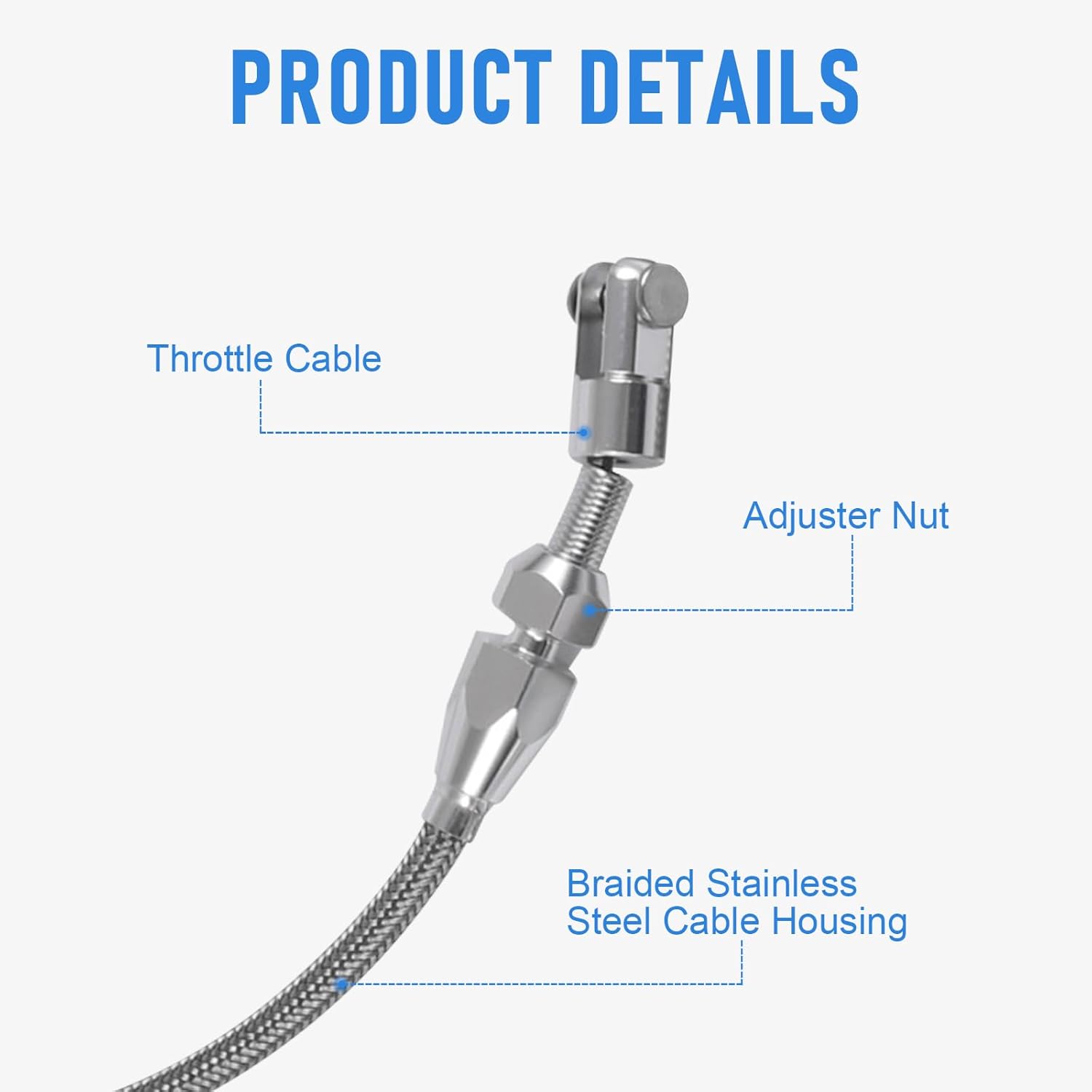 Kit de bloqueo de cubierta trenzada de acero inoxidable de 24 pulgadas con montaje de aluminio y virola, cables de acelerador de repuesto automotriz