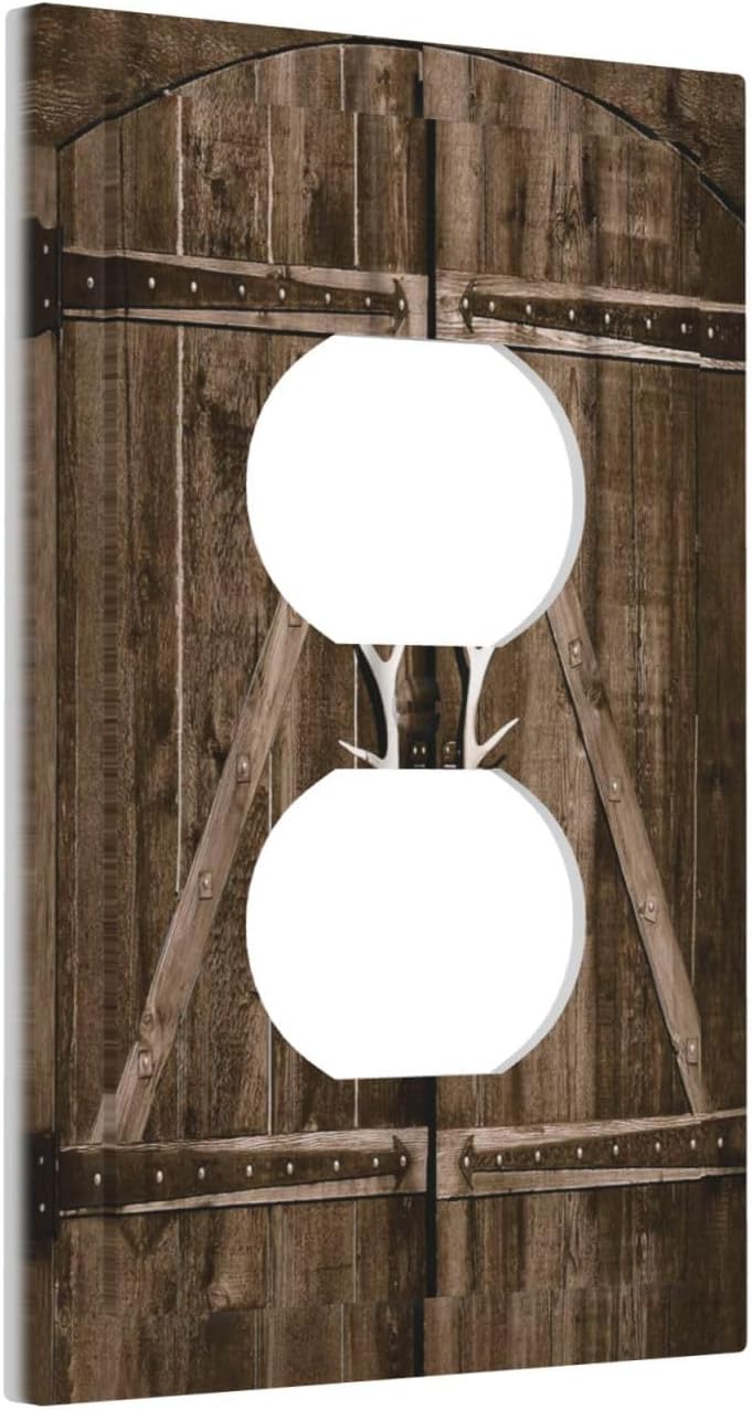 Placa de pared decorativa para puerta de granero dúplex de 1 banda, placa frontal decorativa para receptáculo eléctrico único, placa de pared para