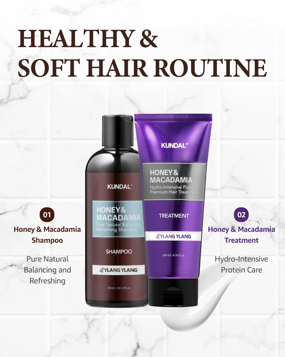 KUNDAL Juego de champú y acondicionador natural para el cabello aroma a ylang ylang – Reparación del cabello de daño definitivo fortalecer, nutrir y