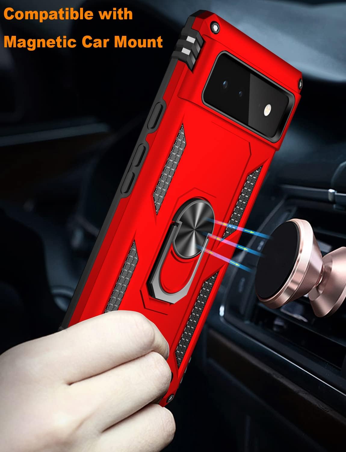IKAZZ Funda adecuada para Google Pixel 6A, grado militar, a prueba de golpes, resistente, para pasar la prueba de caídas de 16 pies con soporte