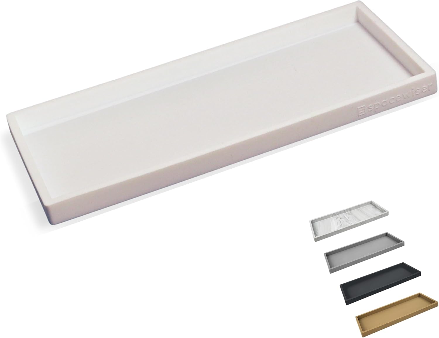 Bandeja para encimera y tocador, bandeja de baño inastillable de 11.7 pulgadas, bandeja de jabón de silicona flexible para cocina, bandeja para