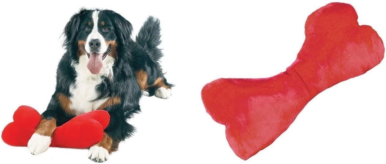 Zanies Big Bone – Juguete de peluche para perros de raza grande, color brillante, tamaño mega de 16.5 pulgadas, los colores varían