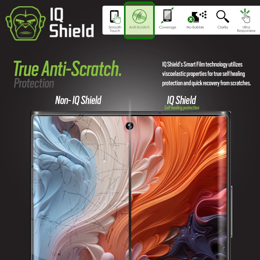 IQShield Paquete de 2 protectores de pantalla para Galaxy S22 Ultra película de TPU transparente, instalación sin burbujas, resistente a los