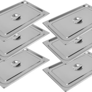 Fetcoi Paquete de 6 tapas de mesa de vapor de acero inoxidable de tamaño 11, cubierta sólida de sartén de hotel con asa para sartén de alimentos al Fetcoi Paquete de 6 tapas de mesa de vapor de acero inoxidable de tamaño 11, cubierta sólida de sartén de hotel con asa para sartén de alimentos al