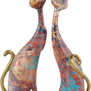 Gato creativo abstracto pintura al óleo animales estatua decoración del hogar resina obra de arte par Gato creativo abstracto pintura al óleo animales estatua decoración del hogar resina obra de arte par