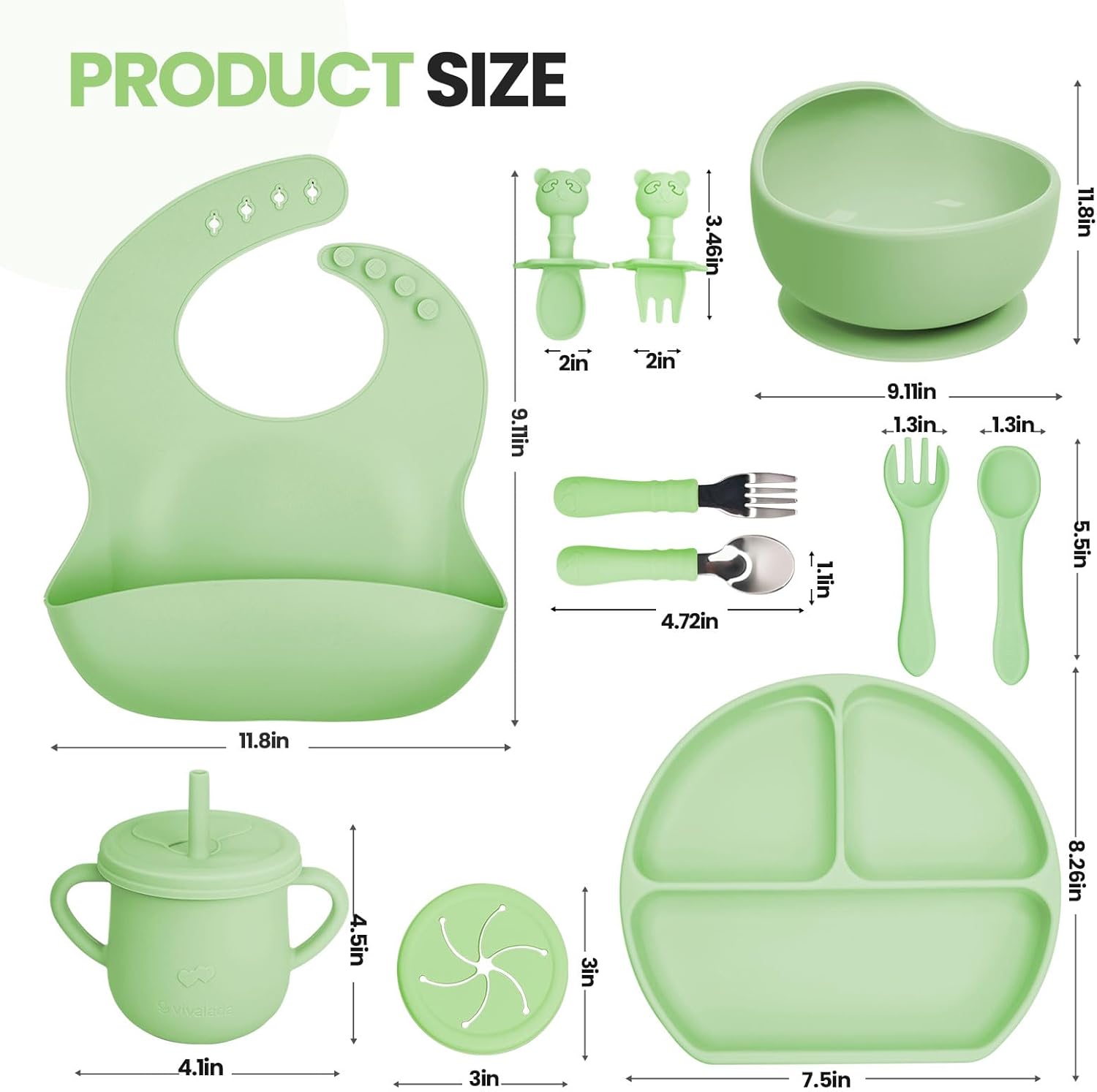 Juego de alimentación de silicona para bebés, suministros de destete para bebés, placa de succión para bebés con tapa y cuenco, cucharas de