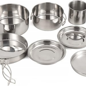 Juego de 8 utensilios de cocina para acampar para 2 personas, de acero inoxidable, compacto, juego de cocina, ligero, para mochilero, para acampar y Juego de 8 utensilios de cocina para acampar para 2 personas, de acero inoxidable, compacto, juego de cocina, ligero, para mochilero, para acampar y
