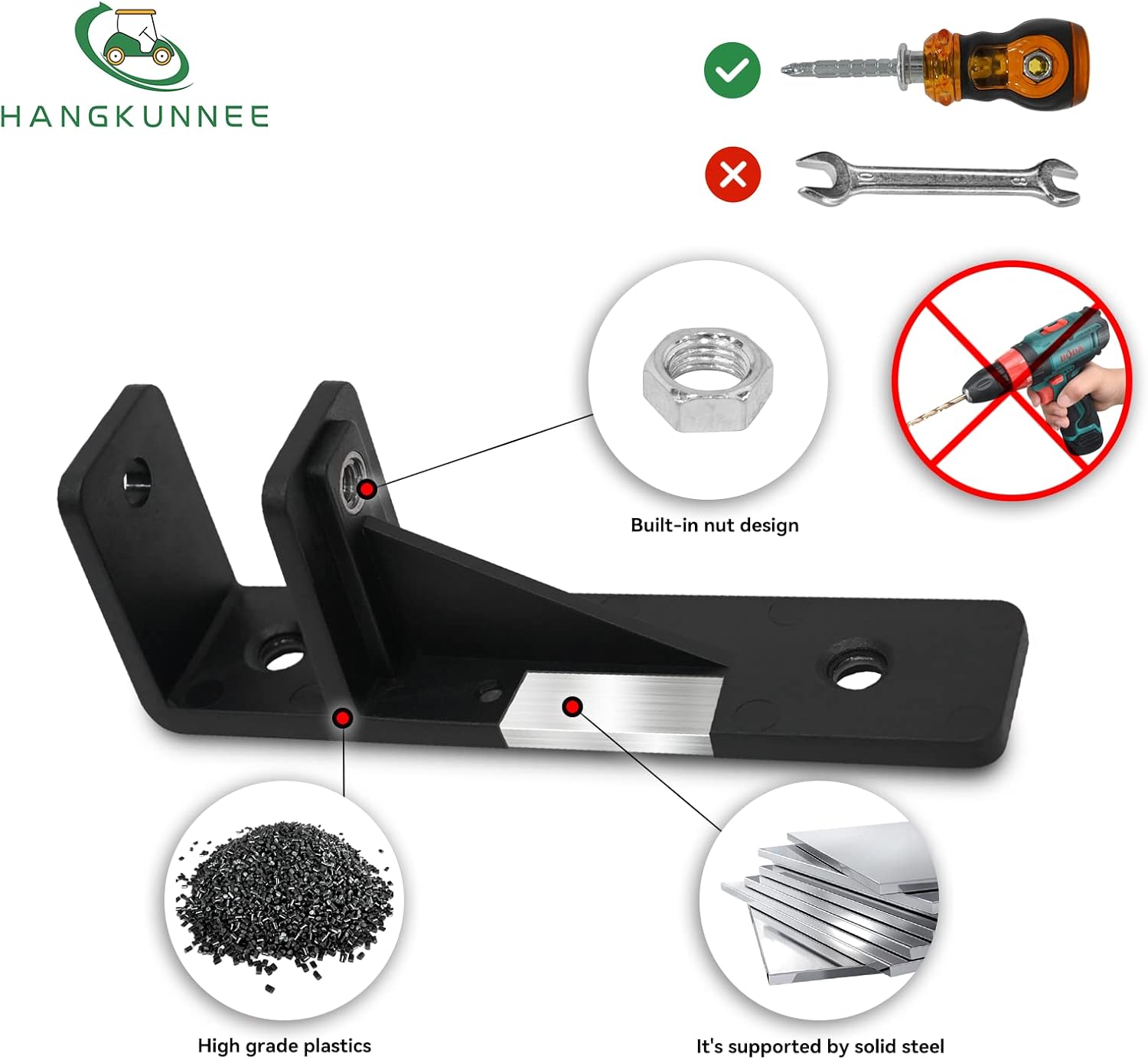 Reposabrazos de carrito de golf con portavasos para EZGO Club Car Yamaha, no requiere taladrar, kits de reposabrazos para asiento trasero con marco