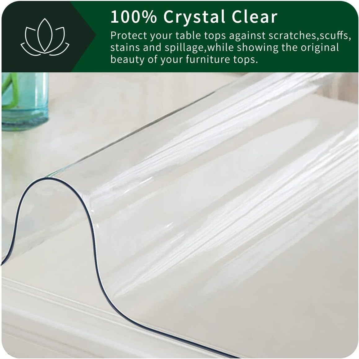 Protector de PVC para mesa de comedor de 26 x 72 pulgadas, protector de vinilo transparente rectangular de plástico para mesa de oficina, mesa