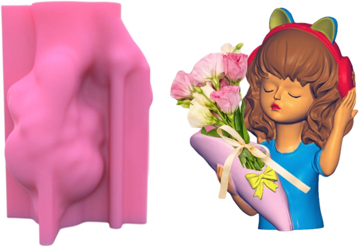 Molde de resina para maceta de niña, maceta de plantas suculentas, macetas de cemento, molde de florero, molde de arcilla para manualidades