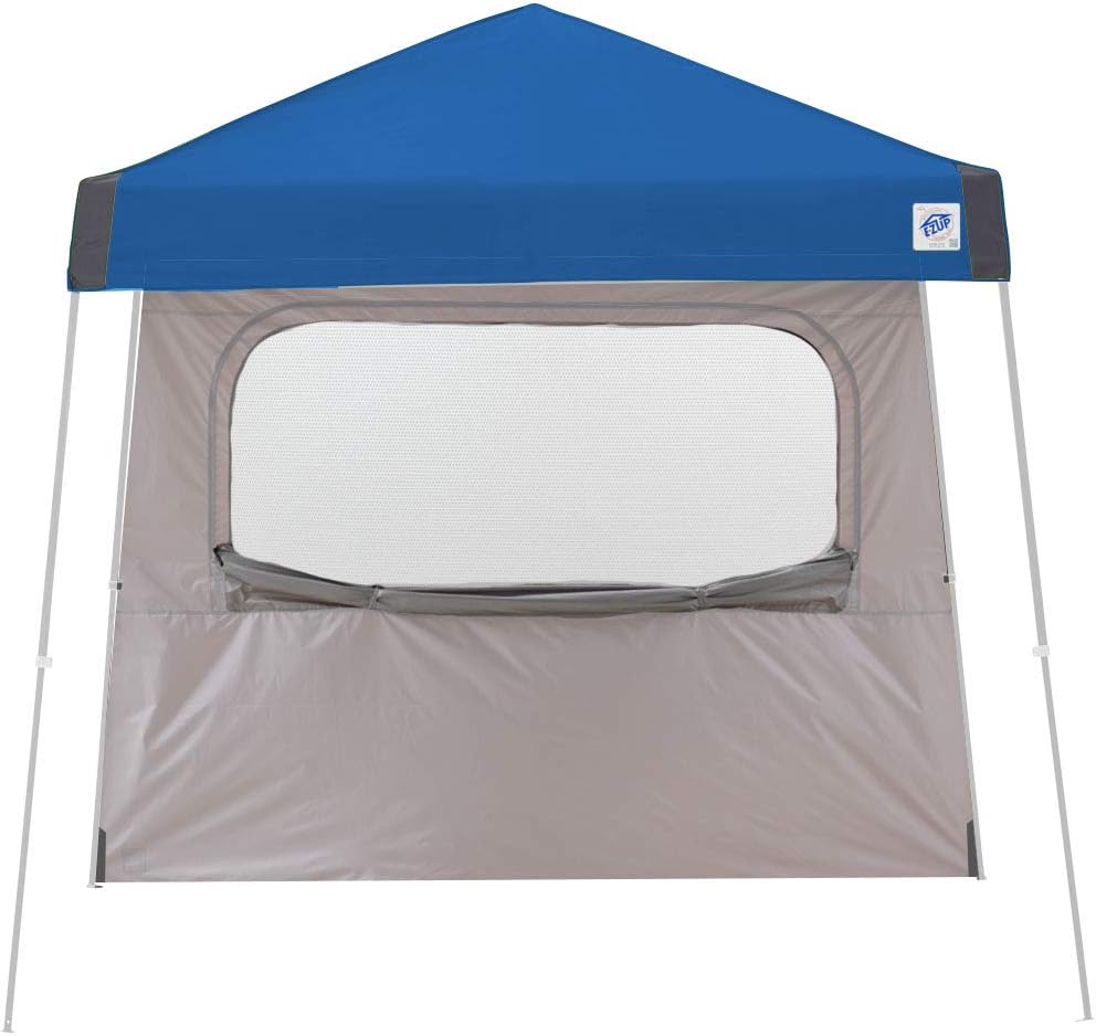 E-Z UP Pared lateral individual con ventana mosquitera, se adapta a patas en ángulo de 12 pies, accesorio de clip de armadura, azul rey