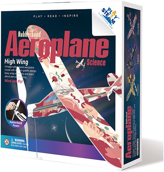 Juego STEM de ala alta para avión con banda de goma PLAYSTEM