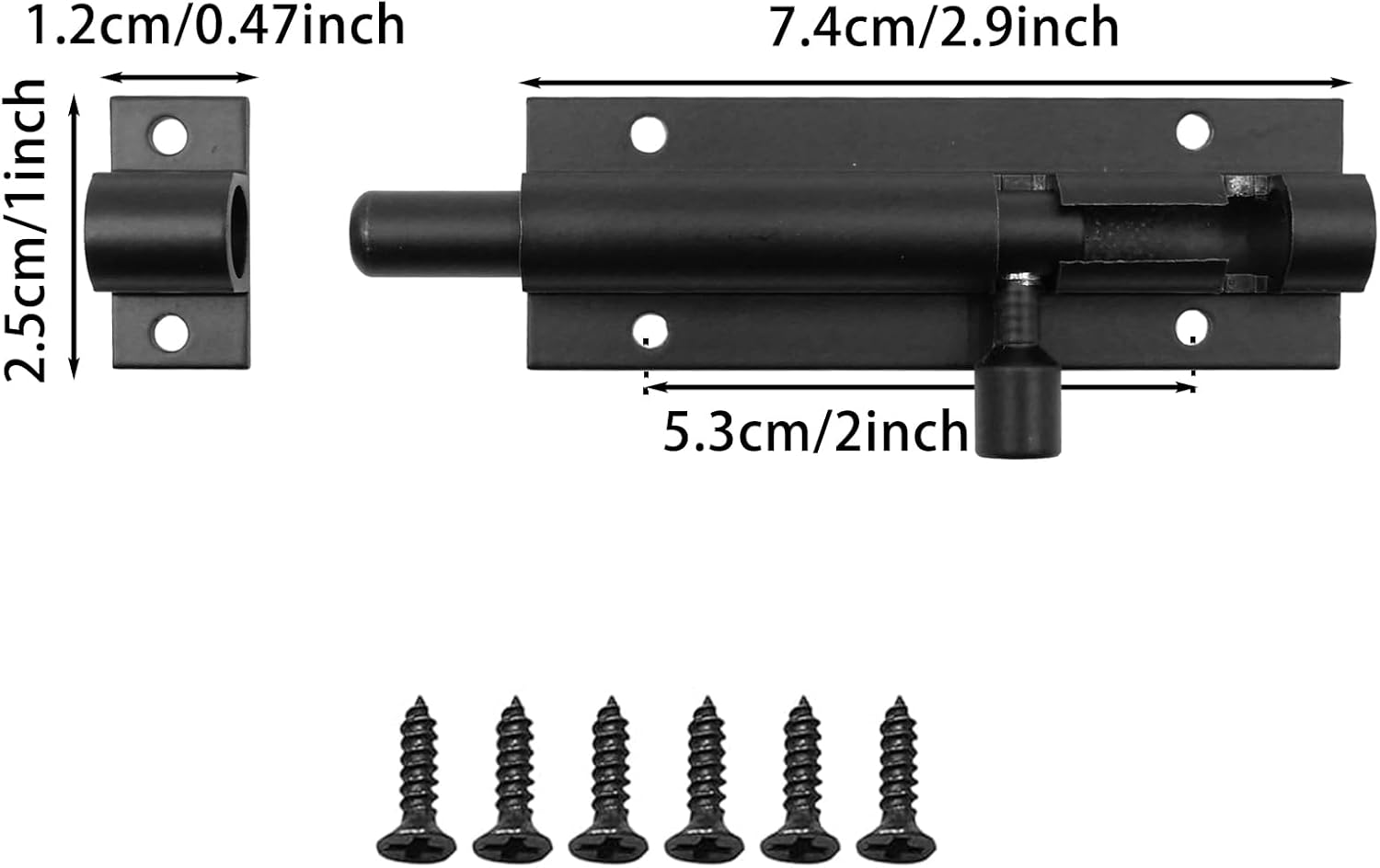 LUNKUIVY 6 piezas de pernos deslizantes de cerradura de puerta, 3 pulgadas de aleación de aluminio para puerta, cerrojo deslizante de seguridad con