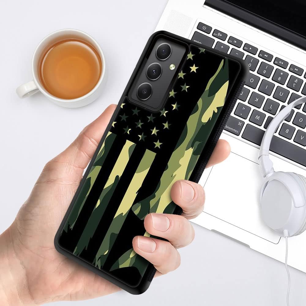 DJSOK Funda compatible con Samsung Galaxy A54 5G, diseño clásico de bandera de camuflaje verde de lujo para hombres, niños y niñas, doble capa a
