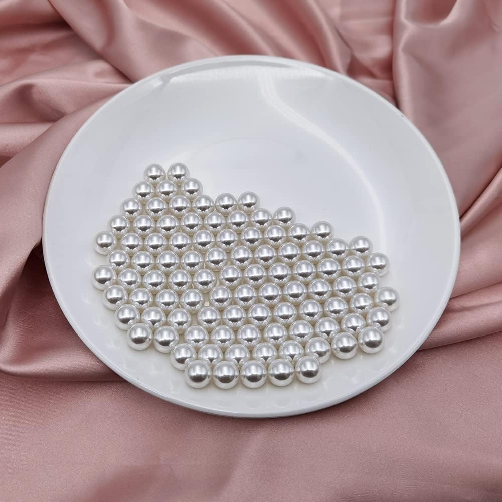 INSPIRELLE 340 perlas de imitación de ABS blancas sin perforar para rellenos de jarrón, cuentas de maquillaje sin agujero de 0.472 pulgadas para