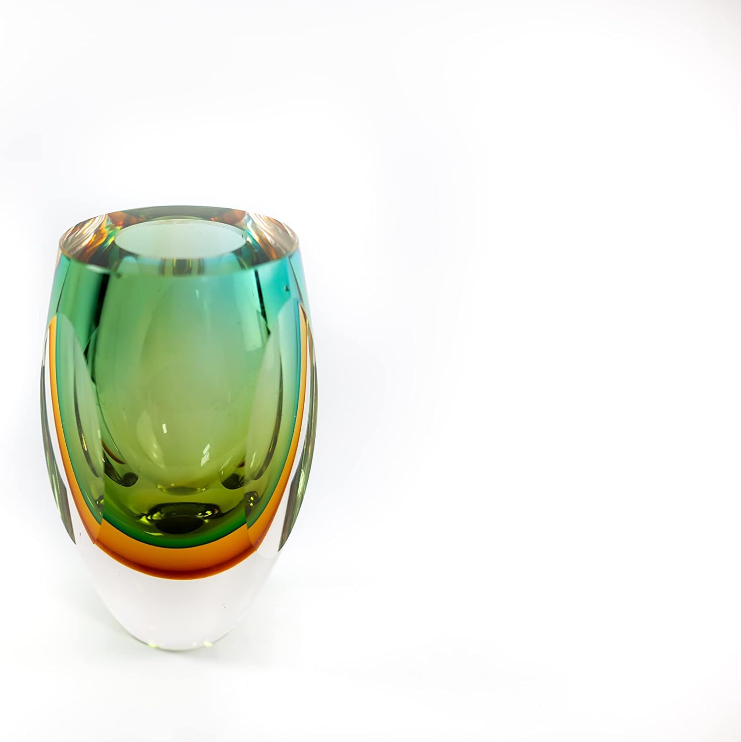 Badash Rimini – Jarrón de cristal estilo Murano de 6 pulgadas de alto, florero de cristal soplado con boca, decoración contemporánea para el hogar