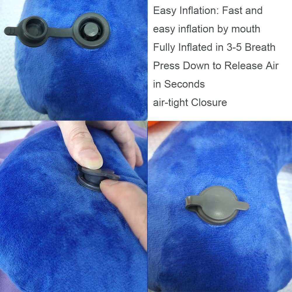 Paquete de 2 almohadas inflables ultraligeras para el cuello de viaje, almohada de cuello compacta de viaje en forma de U, soporte para el cuello