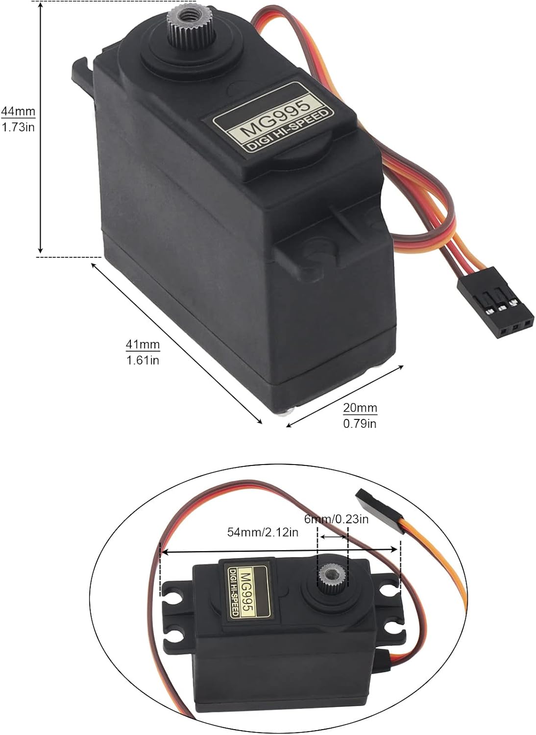 Paquete de 2 servomotores MG995 ángulo de control de 180 grados engranaje de metal de alta velocidad servo motor para automóvil