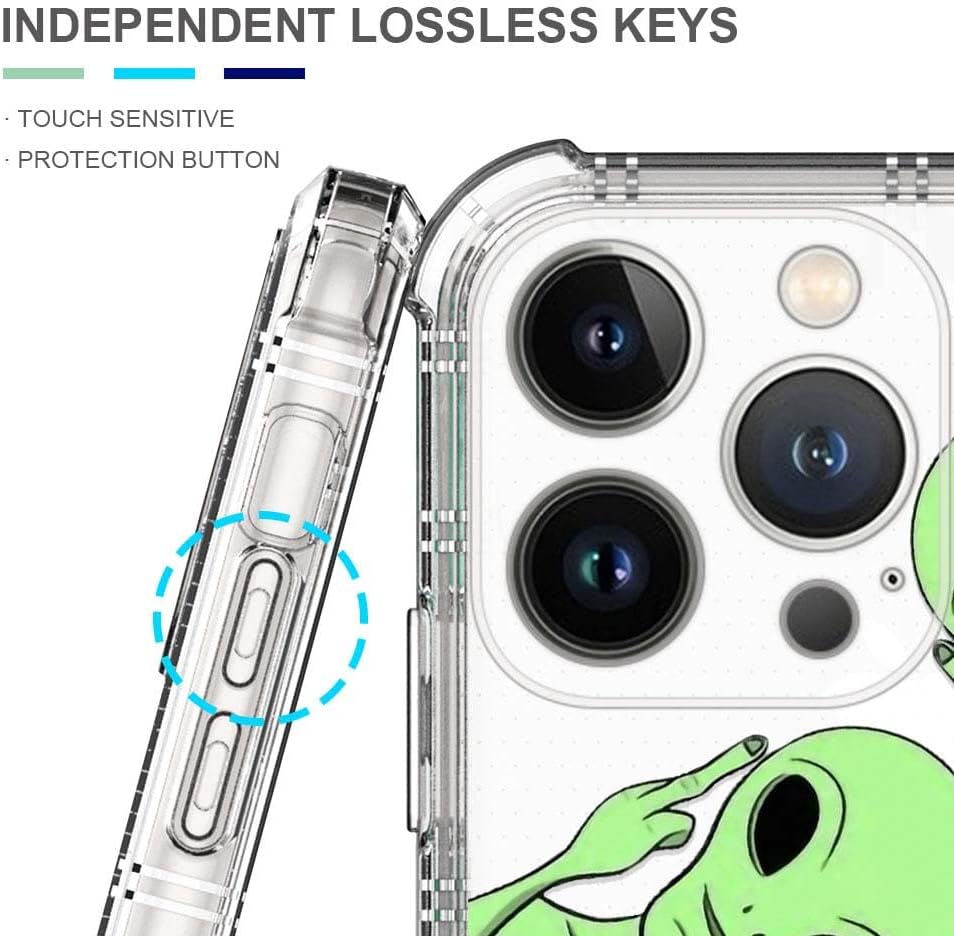 Funda compatible con iPhone 15 Pro Max, transparente con diseño de extraterrestres fumadores arrogantes, funda protectora de plástico TPU para Apple