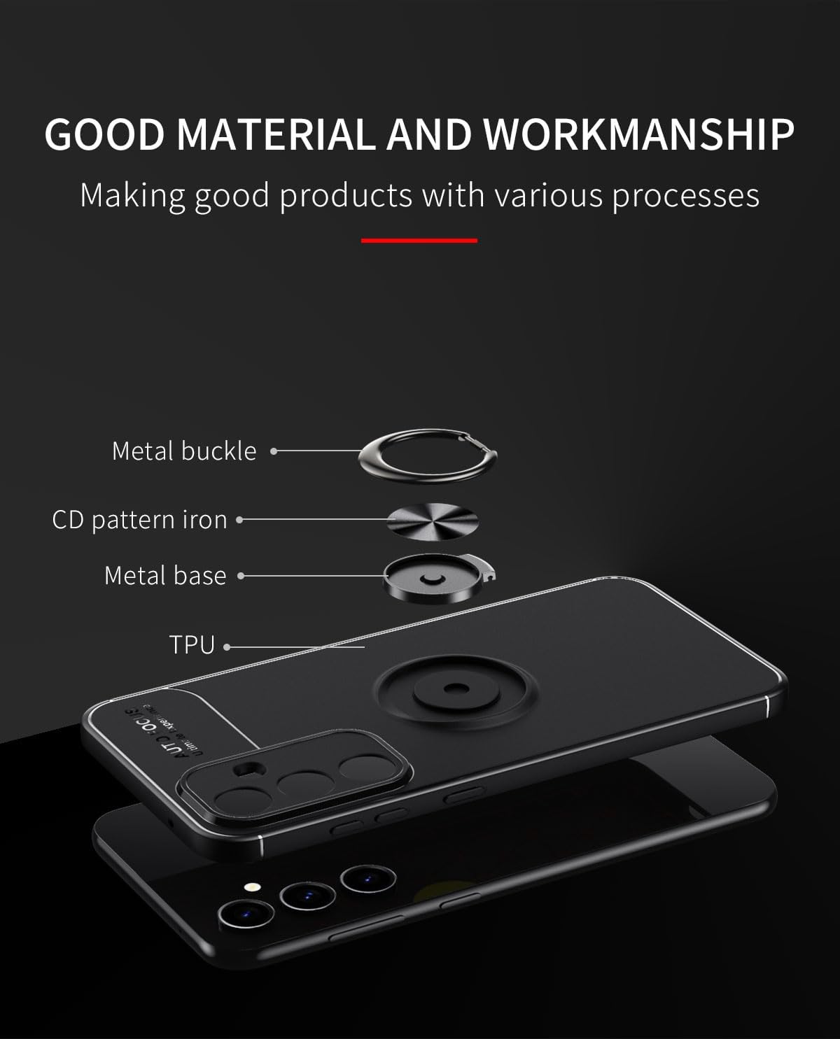 Asuwish Funda de teléfono para Samsung Galaxy S23 FE 5G con protector de pantalla de vidrio templado y soporte de anillo de soporte de TPU suave,