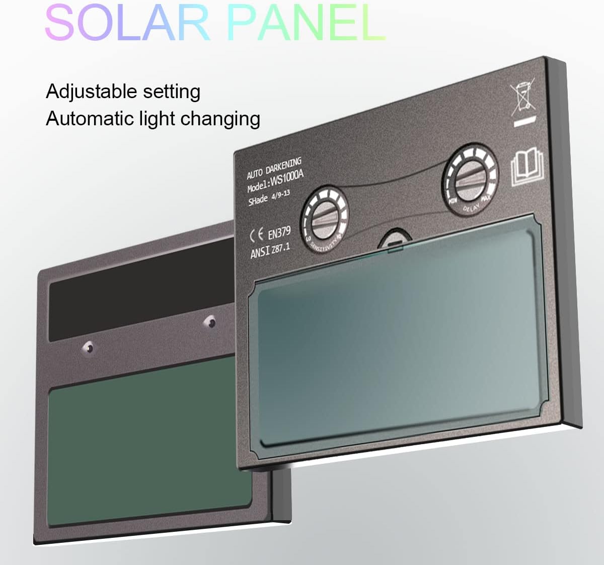 Casco de soldadura, casco de soldadura con oscurecimiento automático de energía solar, rango de sombra ajustable 49-13 para máscara de soldador de