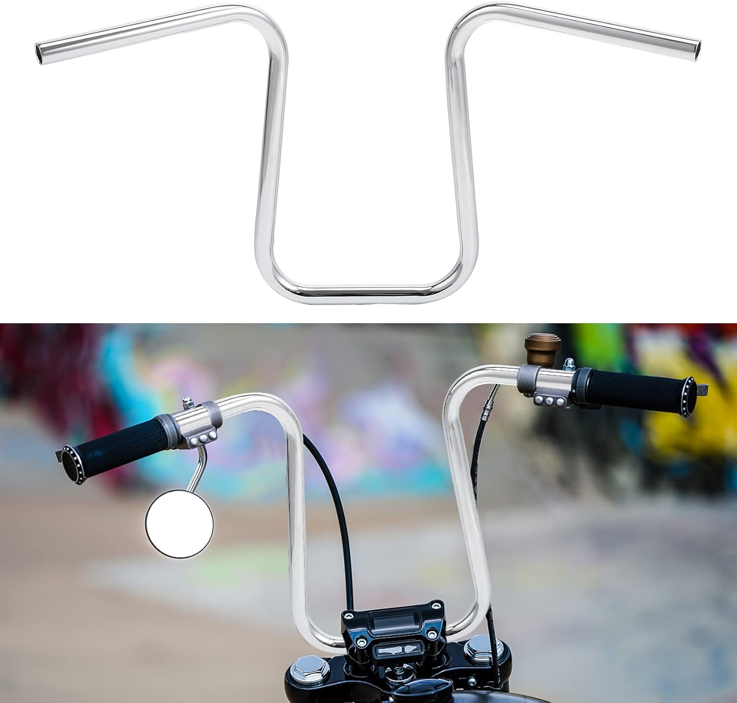 TCT-MOTORPARTS Manillar de suspensión Ape de 15 pulgadas de elevación y 1 pulgada apto para Harley Dyna Street Fat Bob Softail