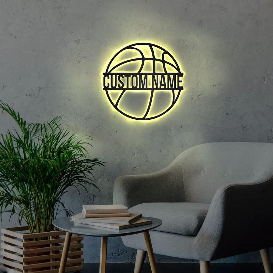 Regalos personalizados de baloncesto para niños, letreros de nombre de jugador de baloncesto personalizados, decoración única, lámpara LED, luz