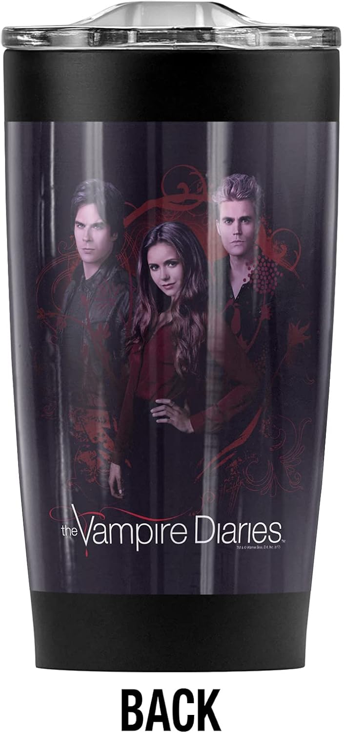 Logovision Vampire Diaries Company of Three – Vaso de acero inoxidable de 20 onzas, taza de viaje para café, aislada al vacío y doble pared con tapa