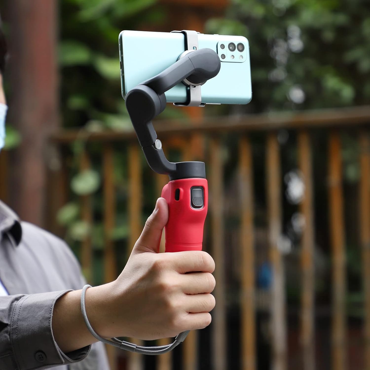 Funda con asa compatible con DJI Osmo Mobile 6, funda protectora de silicona suave antipolvo para teléfono móvil PTZ, accesorios de mano para