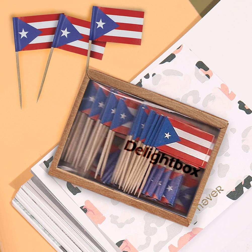 2 Cajas Mini Banderas de Palillo de Dientes (Puerto Rico)