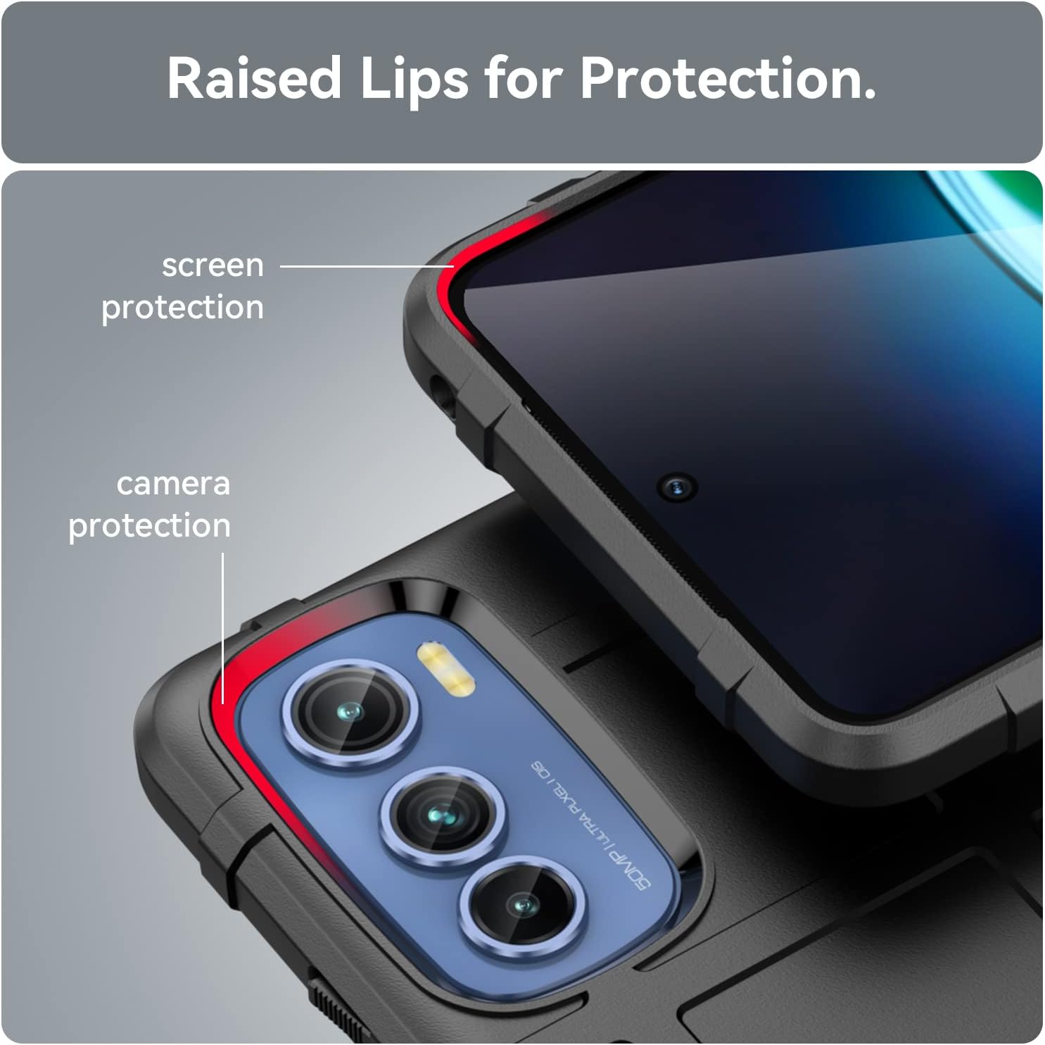 Monwutong Funda delgada para Motorola Edge 30, resistente funda protectora con protección de grado militar a prueba de golpes y lente de cámara para