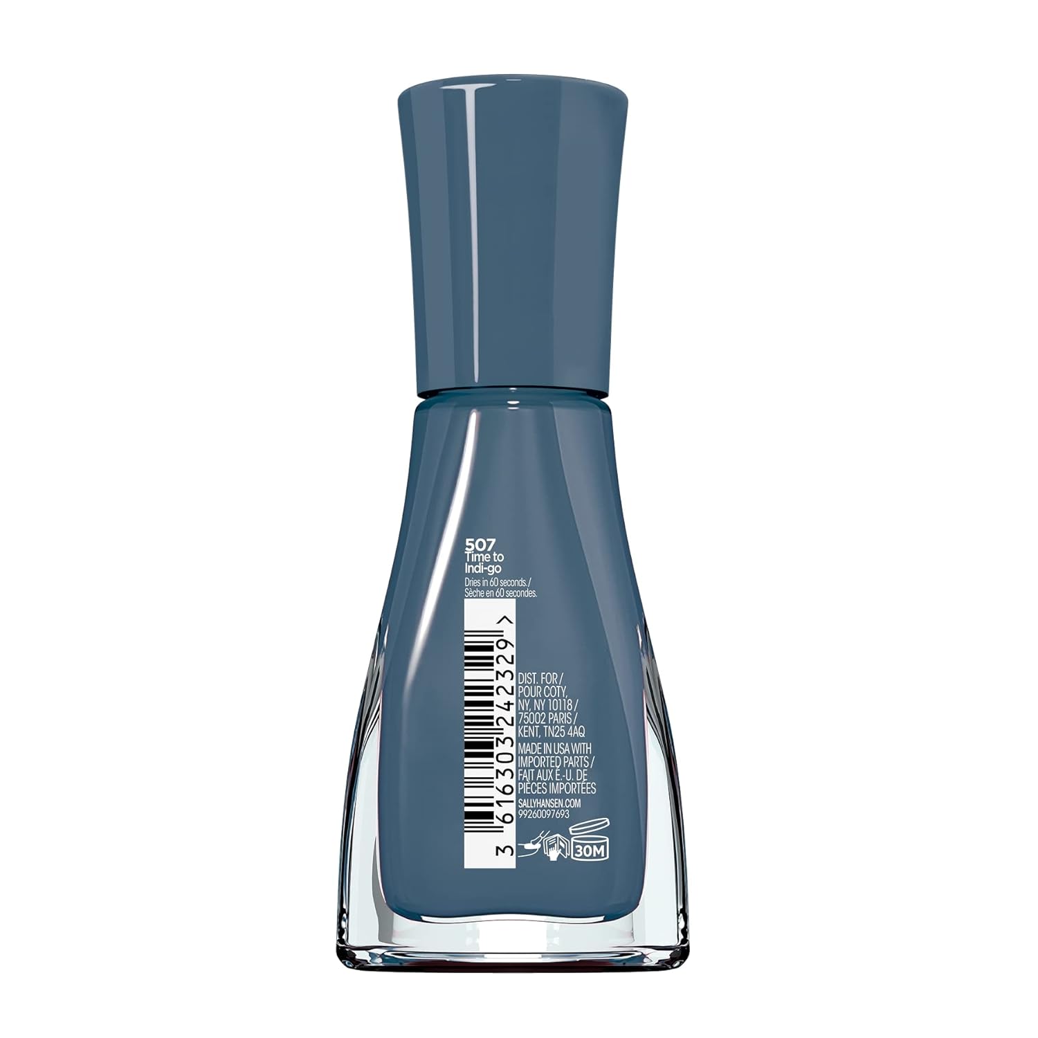 Sally Hansen Insta-Dri – Esmalte para uñas Time to Indi-go de la colección City Chic en color índigo de 0.31 onzas líquidas