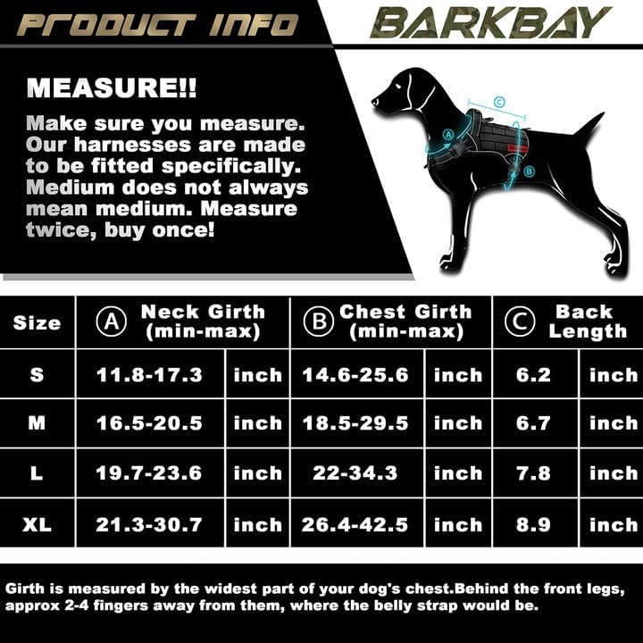 Arnés BARKBAY táctico para perro grande, arnés tipo chaleco para perro pesado, para servicio militar, chaleco MOLLE para perro de trabajo, con
